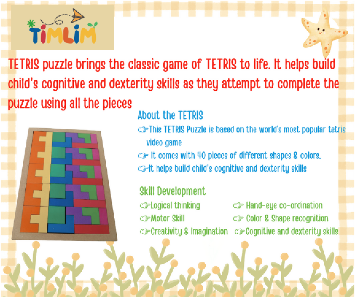 Timlim™ Wooden Tetris Puzzle Set